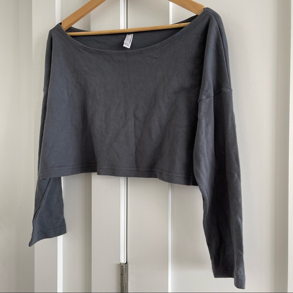 Grey long sleeve curve hugging crop top - Picture 4 of 6
